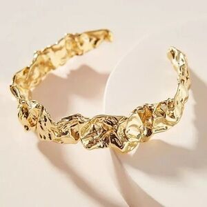 Amber Sceats Revolve Emery Crushed Metal 24k Gold Cuff Bracelet